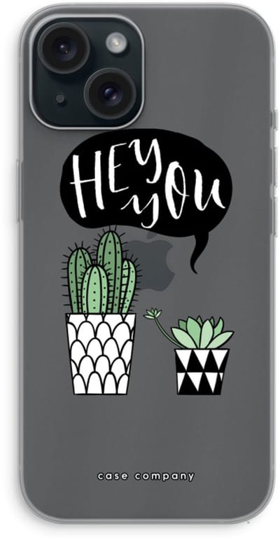 Case Company® - Hoesje geschikt voor iPhone 15 hoesje - Hey you cactus - Soft Cover Telefoonhoesje - Bescherming aan alle Kanten en Schermrand