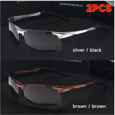Hoge Kwaliteit Ultra-Licht Aluminium Magnesium Sport Zonnebril Voor Heren UV400 Rechthoekig Goud Buiten Voor Chauffeurs Zonnebril