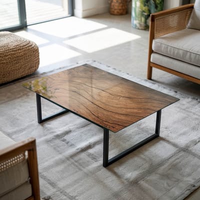 Coloray Tafelblad - Glazen Blad - 80x60 cm - Bruin - Rechthoek Glazen Tafelblad - Tuintafelblad - Tafelblad Buiten - Tafelblad Voor Buiten - Buiten Tafelblad woonkamerdecoratie