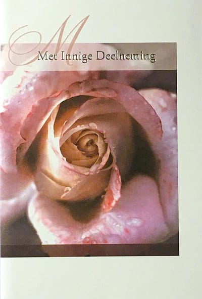 Luxe Wenskaart Deelneming - Condoleance - Overlijden - Oprechte Deelneming - Art of Cards - 11,5x17cm - Dubbele Kaart - Met Envelop - Luxe Wens Kaart - Greeting Card - 1 Stuks - In Folie Apart Verpakt - Angel 21 - Roos - Gratis Verzonden