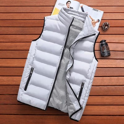 Nieuw Herfst- en Wintervest Heren Eenvoudig Warm Casual Studentenjas Effen Kleur Katoenen Vest Vest 5XL