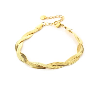 Minimalistische gedraaide armband - Michelle Bijoux - Armband - 16 + 3 cm - Stainless Steel (verkleurt niet!) - Goud