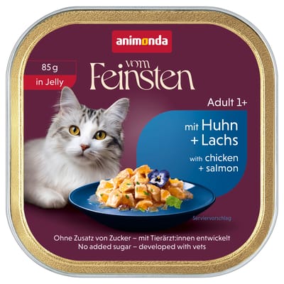 32x85g animonda vom Feinsten Adult Kip & Zalm in Gelei natvoer voor katten