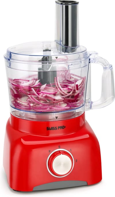 Swiss Pro+ | Krachtige SP800 Retro Foodprocessor - 1.2 Liter - 13 Delig | Inclusief accessoires | Imperial Red
