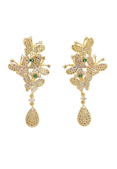 AVANT-GARDE PARIS Diva Collectie - Gouden Butterfly Oorbellen met Cubic Zirconia - 1 stuk - Elegante en Speelse Stijl