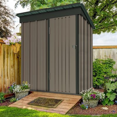 Tuinopslag Metaal - Opbergbox Tuin - Gereedschap Opbergen - Gegalvaniseerd Staal - 162x92x180 cm - Bruin