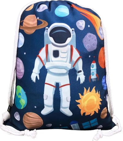 Gymtas voor kinderen, met astronaut ruimtemotieven, uniseks, kleuterschool, wieg, reizen, sport, geschikt als gymtas, rugzak, speeltas, sporttas, schoenentas, voor meisjes en jongens