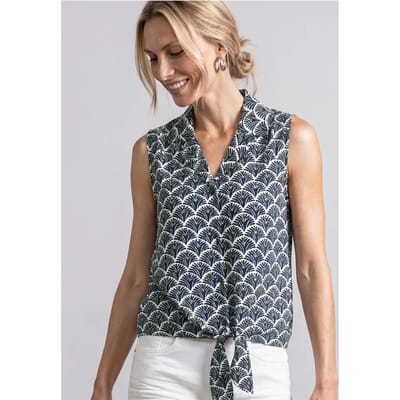 Blousetop met bowlingkraag en knoop