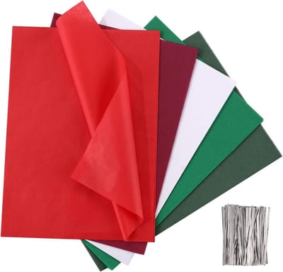 Tissuepapier voor Kerst Origami 300 Vellen Transparant 24 x 17 cm Creatief Vouwpapier in 5 Kleuren voor Kerstdecoratie en Knutselprojecten