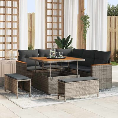 vidaXL - Tuinbank - Set - 8 - st - 5-Aantal - zitplaatsen - Grijs - Poly - rattan