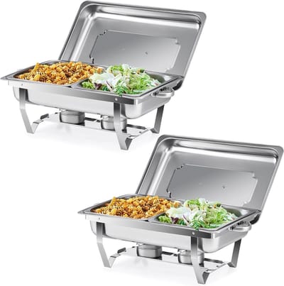 Buffet Serveerset - Warmhoudbak - Grote Groepen Voeden - Opvouwbaar - 9 Liter - Zilver