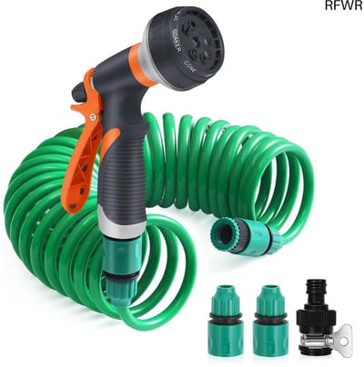 RFWR® Flexibele Tuinslang 7,5 m met 8 Functies en Handdouche voor Irrigatie en Reiniging
