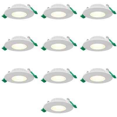HOFTRONIC set van 10 dimbare LED inbouwspots rond – 6 watt 570 lumen – CCT instelbare lichtkleur 2700K 4000K 6000K – lage inbouwdiepte 25 mm – IP44 – wit kunststof – geschikt voor binnen en buiten badkamer woonkamer keuken