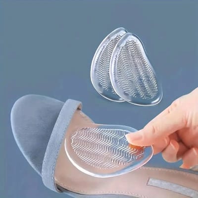 4 Stuks Transparante Siliconen Antislip Inzolen - Voor Dames Zomer Hoge Hakken & Sandalen, Anti-irritatie Voetkussen, Halfgrootte Pad Met Golfachtige Tekstuur Grip