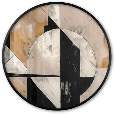 Poster in lijst Rond - Fotolijst 60x60 cm - Posters - Abstract - Modern - Geometrisch - Pastel - Ronde posterlijst zwart - Decoratie - Wanddecoratie woonkamer - Muurdecoratie slaapkamer