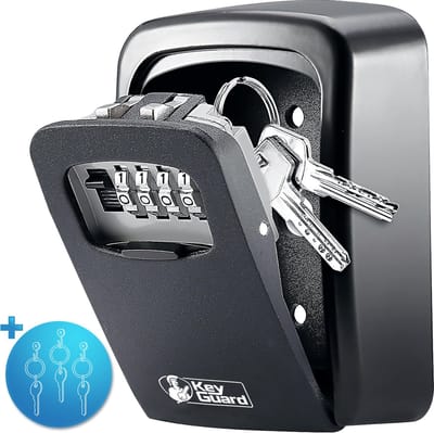 KeyGuard Sleutelkluis Pro - Sleutelkastje met Cijferslot voor Binnen en Buiten - Sleutelkluisje met Code - Weerbestendig Kluisje met Ophanghaakjes