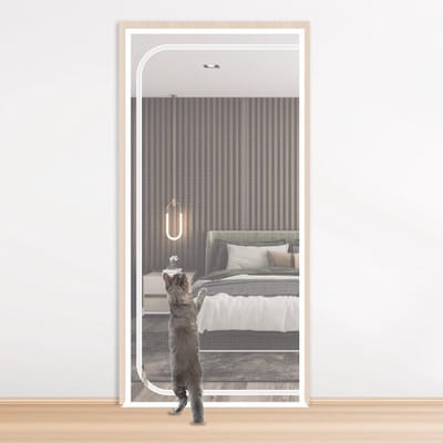 Huisdierenschermdeur 85x200cm, Dubbelzijdige Rits, Schuurvast Versterkt Gaas voor Katten en Honden, D-vorm - Wit