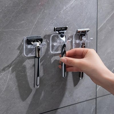 Waterdichte Zelfklevende Scheerhouder - Eenvoudig te Installeren Muurhaken voor Scheerapparaten, Stekkers, Badjassen & Handdoeken - Hypoallergeen transparant