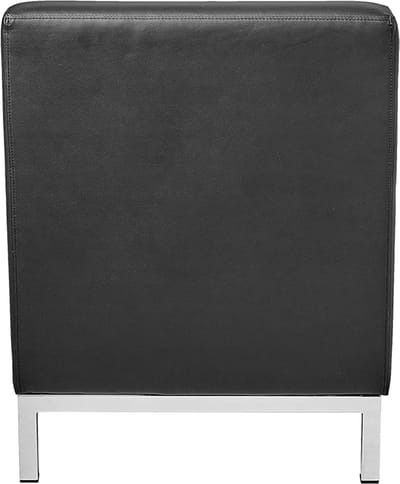 Bureaustoel Zonder Armleuningen 71,1 x 58,4 x 76,2 cm – Luxe Kunstleren Design Stoel met Verchroomde Basis, Ergonomische Zitcomfort & Duurzame Boxspring Zitting – Zwart