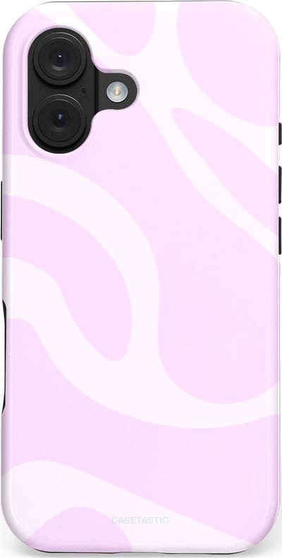 Casetastic hoesje geschikt voor Apple iPhone 16 - MagSafe - Dubbellaagse bescherming - Vrolijk Roze Suikerspin Curves - Fashion Case - Lichtroze Wit