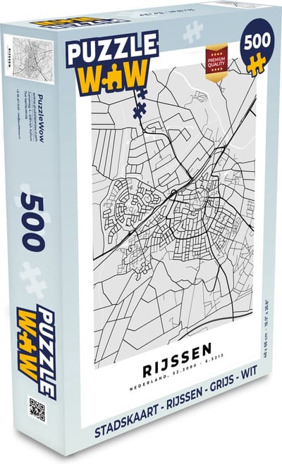 Puzzel Stadskaart - Rijssen - Grijs - Wit - Legpuzzel - Puzzel 500 stukjes - Plattegrond
