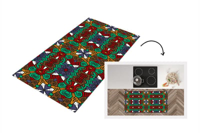 Keukenloper - Loper keuken - Afrika - Patronen - Abstract - Groen - 120x60 cm - Keukenloper vinyl
