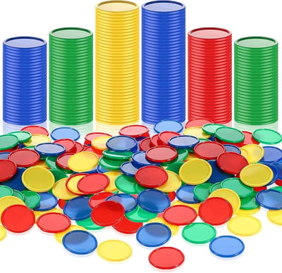 400 Stuks Plastic Poker Chips in 4 Kleuren, 2.5 cm, Ideaal voor Spellen, Leren en Beloningen