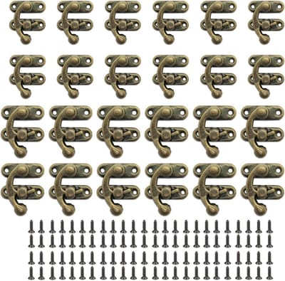 Antieke Kastsluiting Set van 24 Stuks, Stevige Metalen Vergrendeling voor Houten Dozen, Sieradenboxen en DIY Projecten