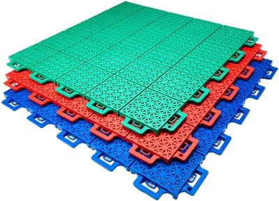 Modulaire Vloertegels - In elkaar grijpende mat - Sportveld Aanleg - Snelle Waterafvoer - 50x50cm - Geel
