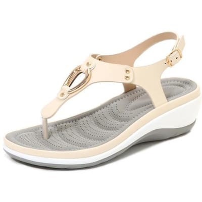 Dames Sleehak Sandalen Mode Strand Effen Kleur Slippers Voor Dames Teenclip Dames Schoenen Gespsluiting Lage Hak Sandalen 41 beige
