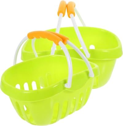 Speelgoed winkelmandjes - Rollenspel mandjes - Winkeltje spelen - Set van 2 stuks - 24.5X16X12CM - Geel