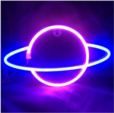 GELLDG Planet Neon Lights - LED-wanddecoratie - USB-oplaadbaar/werkt op batterijen - Speelse decoratie - Planetenwandlampjes voor 's nachts - Geschikt voor hotels, kamers en restaurants