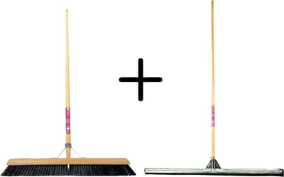 Synx Tools Paardenhaar 60cm + Vloertrekker 100cm met Steel 150cm - Kamerveger – Vloerreiniger – Moppen – Zachte binnenbezem met steel 160cm