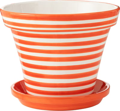 J-Line bloempot Granada Stripes Handmade + Painted - keramiek - oranje - extra large - Ø 50 cm