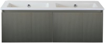 Frozen 3D Badmeubelset 120 cm - Greeplijst in Kleur - Petrol Mat - Keramische Wastafel Wit Zonder Kraangat