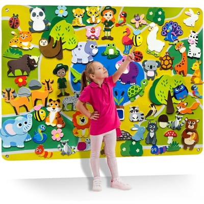 Montessori Busy Board Educatief Speelgoed Doe-het-zelf Dierentuin Thema Verhalen Vertellen Vroeg Leren Interactief Betrekken Met Set Wandmontage Vilt