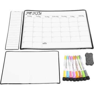 Kit de Planificateur Magnétique 8 Marqueurs de Couleur et Gomme Calendrier Effaçable à Sec Tableau Blanc pour la Maison l'École Planification Hebdomadaire Mensuelle white
