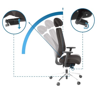 hjh office Pro-Tec 400 - Bureaustoel - Stof - Alu gepolijst - Zwart