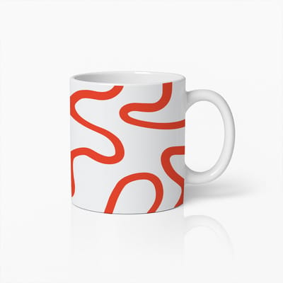 Abstracte Rode Lijn Mok 330ml – Moderne Minimalistische Koffiebeker, Stijlvol Artistiek Ontwerp Cadeau voor Thuis of Kantoor