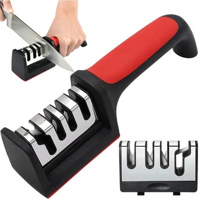 Pingyang Rongrong Handicraft Factory - Keukenmes Slijper - 3-fasen - Ergonomische Handgreep - Antislip Basis