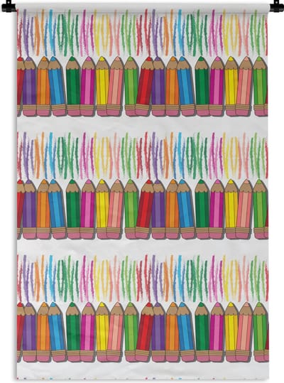 Wandkleed - Wanddoek - Kleurpotlood - Patronen - Regenboog - 120x180 cm - Wandtapijt