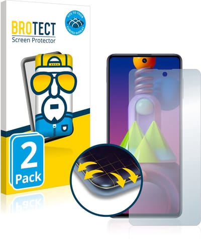 BROTECT - Screenprotector voor Samsung Galaxy M51 - Folie Beschermfolie transparant volledig dekking - 2 Stuks