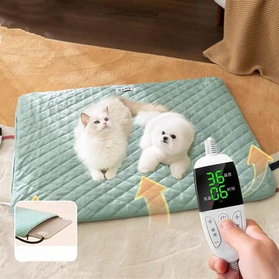 Tapis pour animaux de compagnie Automne et Hiver Couvertures électriques chaudes Amovibles et lavables Chiots et Chatons Matelas électriques d'hiver pour chiens et chats white