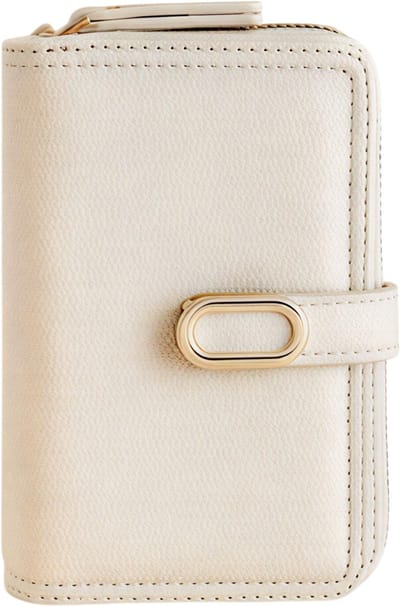 Dames Portemonnee met Rits en Muntzakje – Kunstleren Billfold met Lychee Patroon – Wit – Stijlvolle Geldzak en Clutch voor Pasjes, Contant Geld en Dagelijks Gebruik