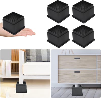 Verstelbare Bedverhogers 2 inch - Zwart | Heavy Duty Meubelverhogers tot 6050 kg | Antislip Stoelverhogers voor Banken en Tafels | Set van 4