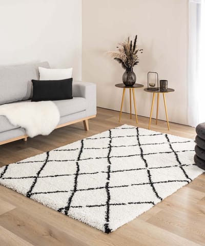 Berber vloerkleed - Artisan wit/zwart 60x110