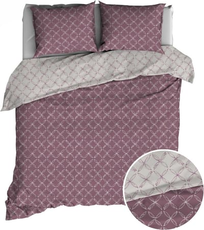 Satin d'Or Curling - Dekbedovertrek - Lits-jumeaux - 240x200/220 cm + 2 kussenslopen 60x70 cm - Oud-Rose