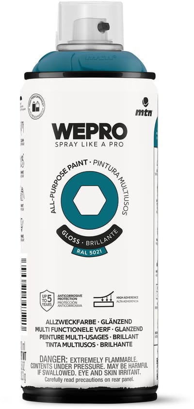 Spuitbus Ral 5021 Blauw Glans MTN WEPRO ALL-PURPOSE PAINT 400ML