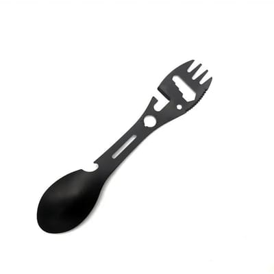 10-in-1 Utility Tactische Spork Kampeer Vork Lepel Multifunctionele Lepel Geïntegreerde Lepel Picknick Snijmes Fles Blikopener black