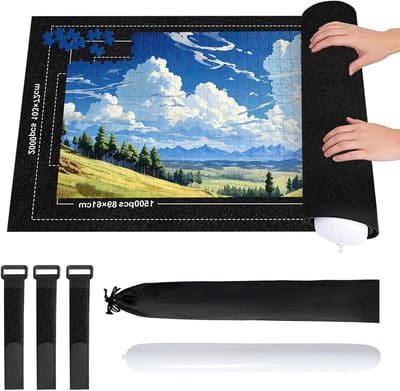 Puzzelmat Set - Puzzel Opbergrol - Puzzels Opbergen - Met Luchtpomp - Tot 2000 Stukjes - Zwart
